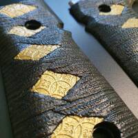Arex Rex Zero 1 Standard Palm Swell Maple Grips - Katana Black Gold / Hand-painted