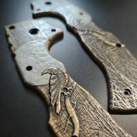 Cold Steel 4-Max Scout maple handle scales - Moon Raven / hand-painted