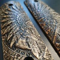 1911 Full-Size Magwell Maple Grips - War Chief / Hand-painted