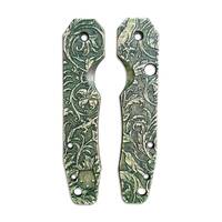 Spyderco Smock maple handle scales - Wild Thickets Green / hand-painted