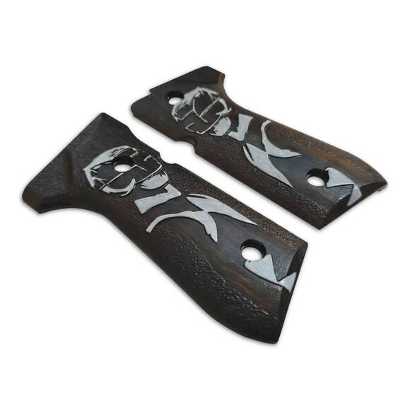 Beretta 92 Full-Size Maple Grips - Black Ranger / Hand-painted
