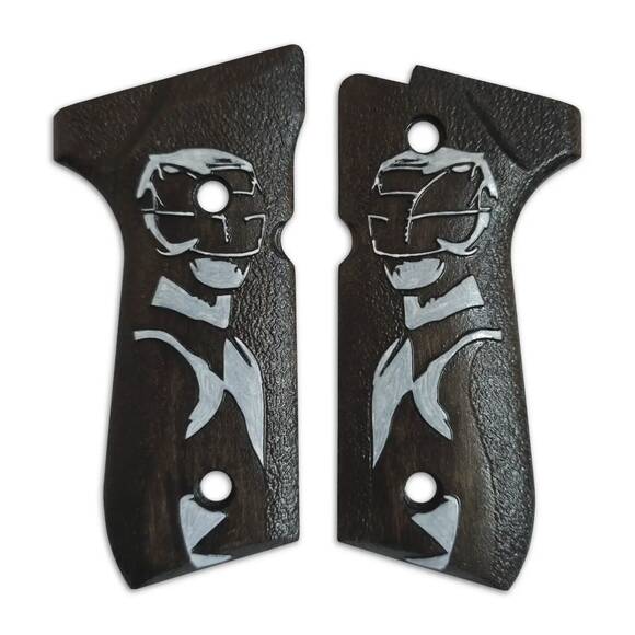 Beretta 92 full-size maple grips - Black Ranger / hand-painted