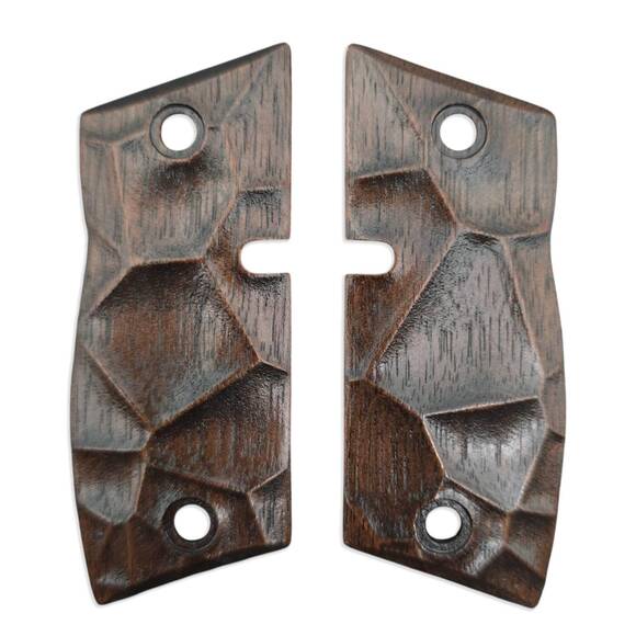 KelTec P15 Metal walnut grips - Crack V2 Dark / hand-painted