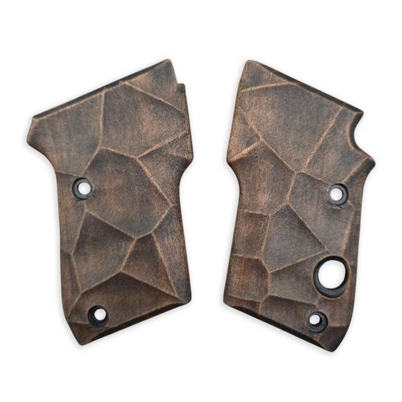 Beretta 21A Bobcat maple grips - Crack V2 (3169) / hand-painted