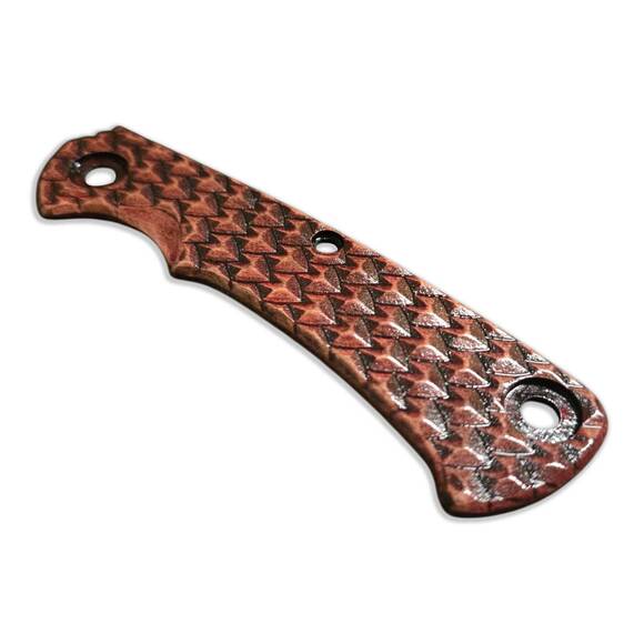 Hinderer Project X maple handle scales - Dragon Scales Dark Cherry / hand-painted