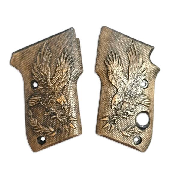 Beretta 21A Bobcat maple grips - Eagle Arrows / hand-painted