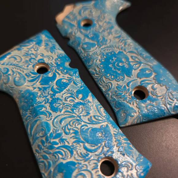 Arex Rex Zero 1 Standard Maple Grips - Gzhel V2 / Hand-painted