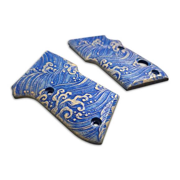 Beretta 21A Bobcat Maple Grips - Japan Wave / Hand-painted