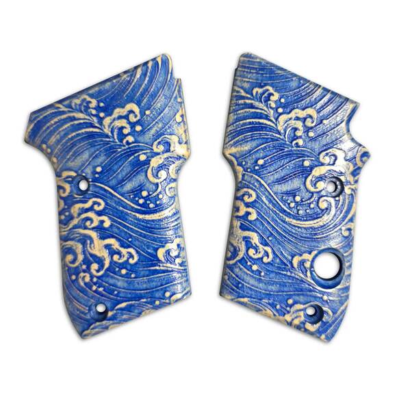 Beretta 21A Bobcat maple grips - Japan Wave / hand-painted