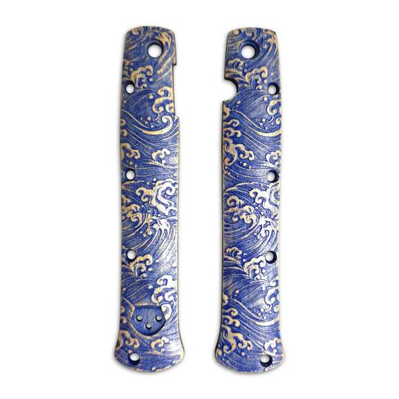 Cold Steel Ti-Lite 4 maple handle scales - Japan Wave / hand-painted