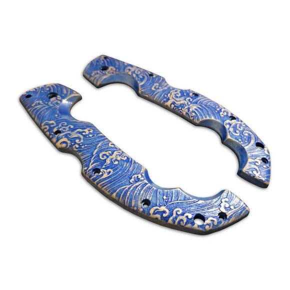 Cold Steel Voyager Extra Large maple handle scales - Japan Wave / hand-painted
