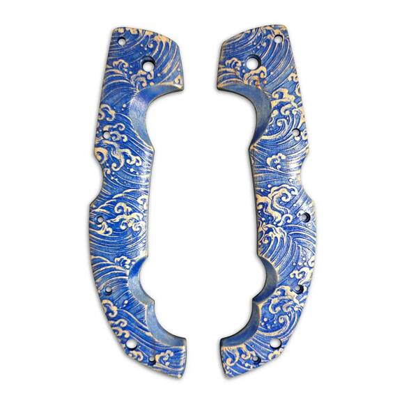 Cold Steel Voyager Extra Large maple handle scales - Japan Wave / hand-painted