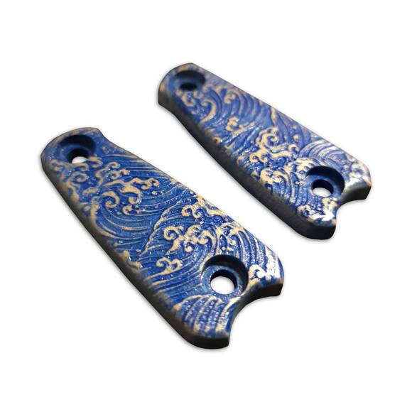 ESEE Izula short maple handle scales - Japan Wave / hand-painted