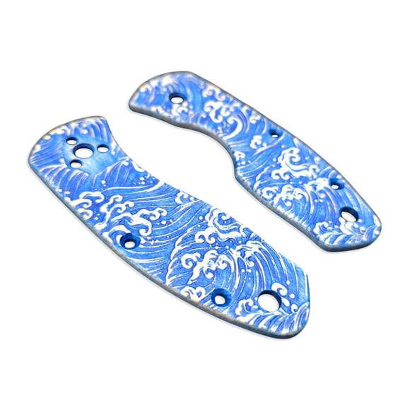 Spyderco Ambitious maple handle scales - Japan Wave / hand-painted