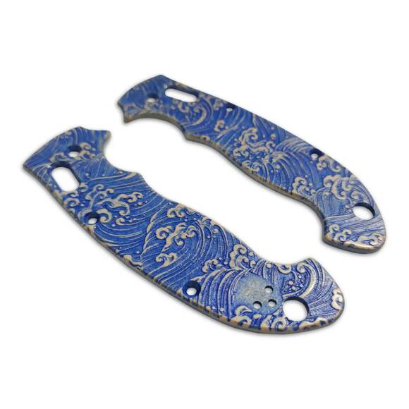 Spyderco Manix 2 XL maple handle scales - Japan Wave / hand-painted