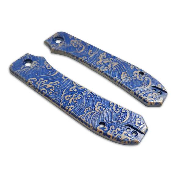 WE Knife Big Banter maple handle scales - Japan Wave / hand-painted