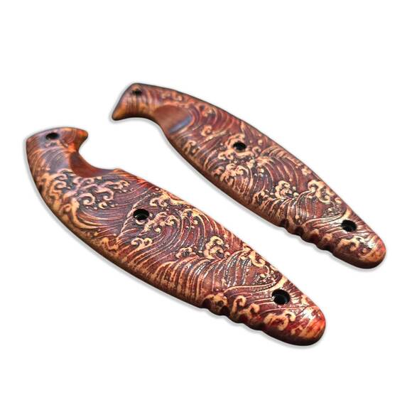 Ka-Bar TDI Law Enforcement Large maple handle scales - Japan Wave Baroque / hand-painted