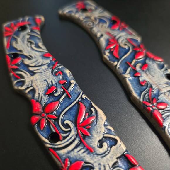 Spyderco Endura 4/Matriarch 2 maple handle scales - Japanese Maple / hand-painted