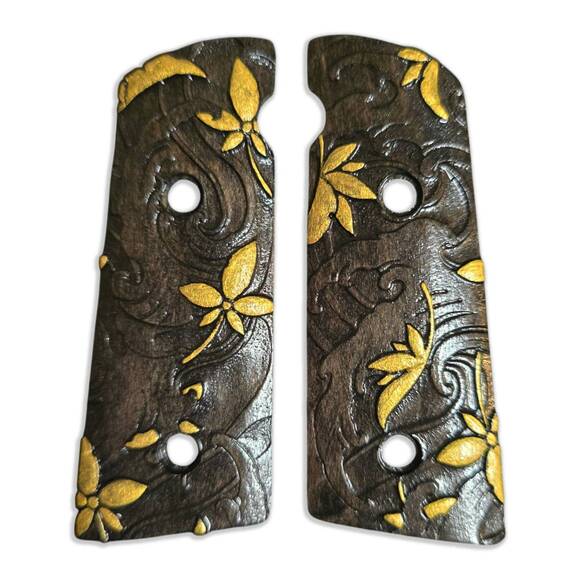 Daniel H9 maple grips - Japanese Maple Black Gold / hand-painted