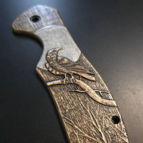 Kershaw Emerson CQC 6K/7K maple handle scales - Moon Raven / hand-painted