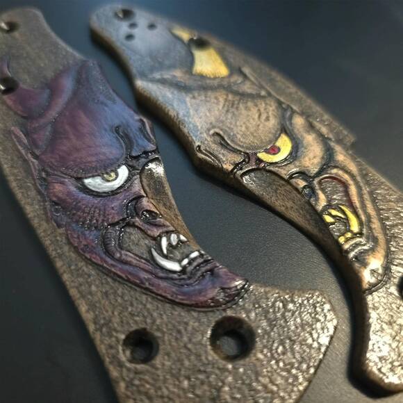 Oni Demon W - Spyderco Yojimbo 2 Knife Scales by Umeda Karin (梅田 夏鈴)