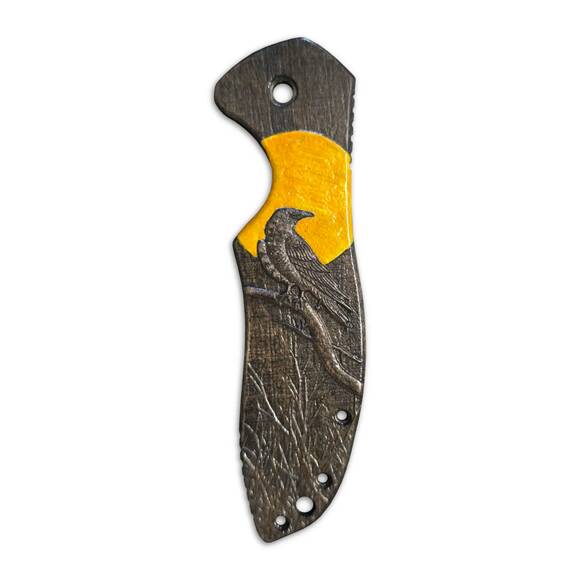 Kershaw Emerson CQC 6K/7K maple handle scales - Orange Raven Black / hand-painted