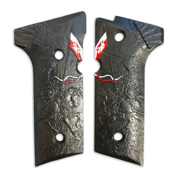 Beretta 92X, M9A3, M9A4 maple grips - Polish Husria Black / hand-painted