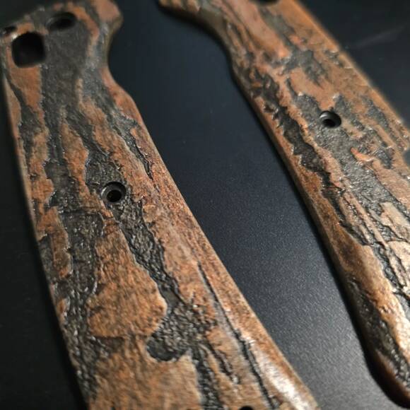 Benchmade Grizzly Creek 15060-2 maple handle scales - Roughness Bronze / hand-painted