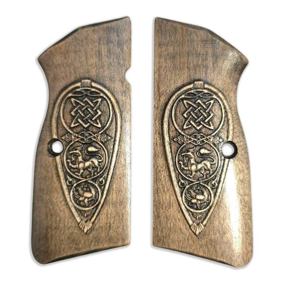 Browning Hi-Power maple grips - Slavic Shield / hand-painted