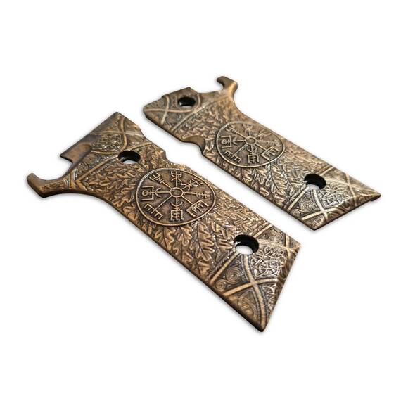 Beretta 92XI, 92GTS Maple Grips - Vegvisir / Hand-painted