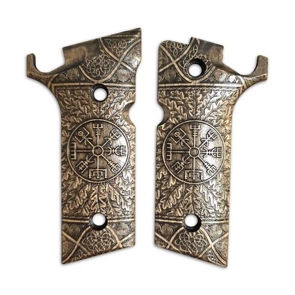 Beretta 92XI, 92GTS maple grips - Vegvisir / hand-painted