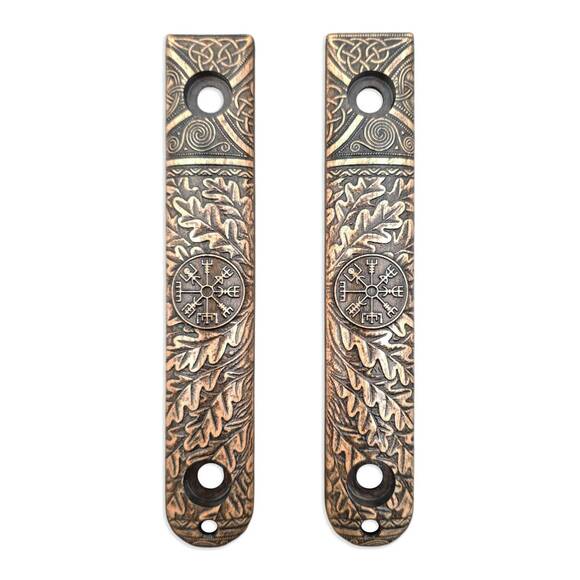 Ka-Bar Model 4 EK44/EK45 maple handle scales - Vegvisir / hand-painted
