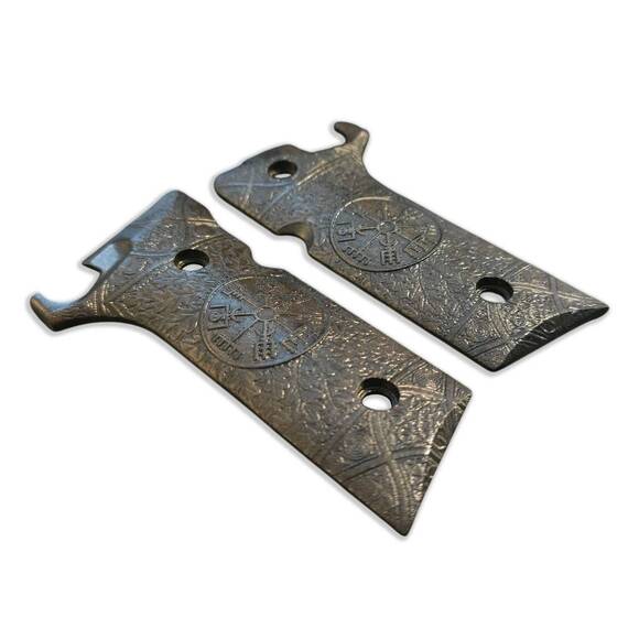 Beretta 92XI, 92GTS Maple Grips - Vegvisir Black / Hand-painted