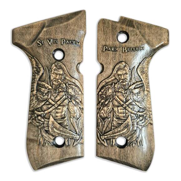 Beretta 92 full-size maple grips - Voina Ochima / hand-painted