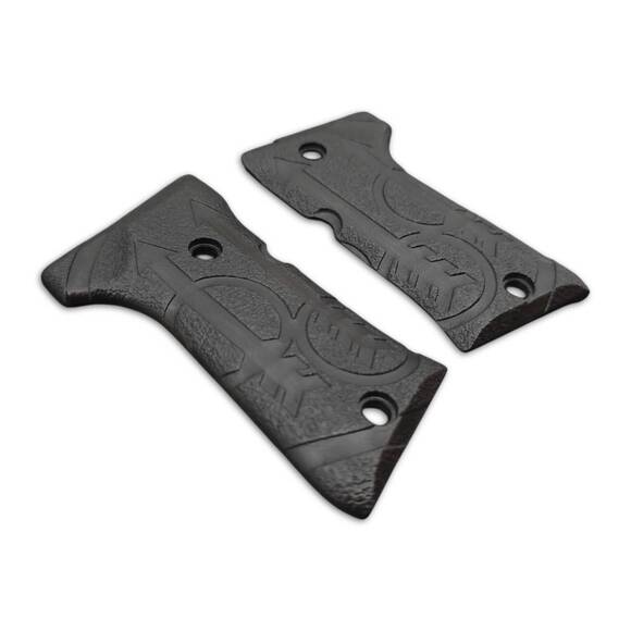 Beretta 92 Compact-Size Maple Grips - Beretta Logo Black / Hand-painted