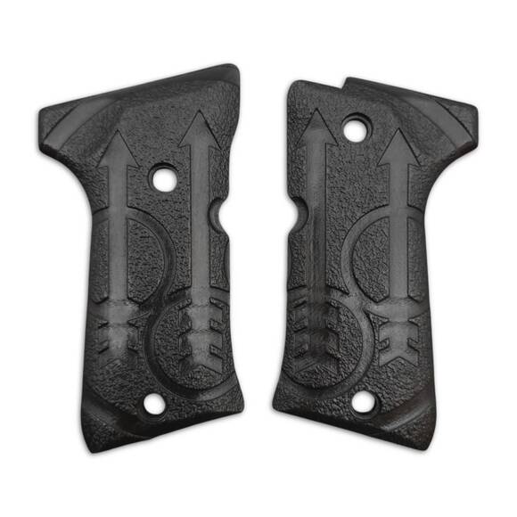 Beretta 92 compact-size maple grips - Beretta Logo Black / hand-painted