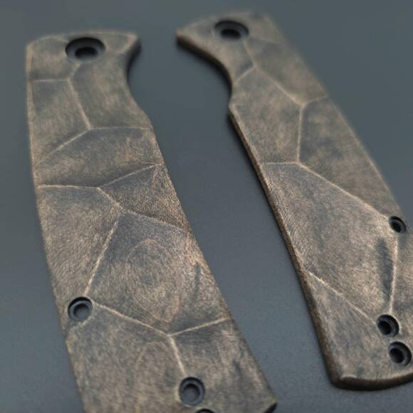 Petrified Fish Beluga 3.62" maple handle scales - Crack V2 (3169) / hand-painted