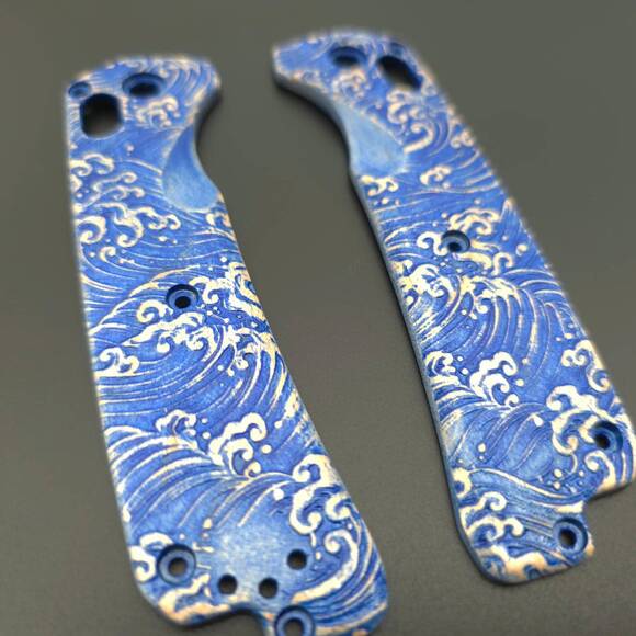 Benchmade Grizzly Ridge 15061 maple handle scales - Japan Wave / hand-painted
