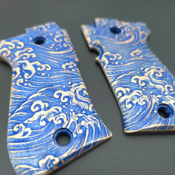 Beretta 85 Maple Grips - Japan Wave / Hand-painted