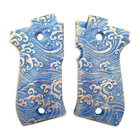 Beretta 85 maple grips - Japan Wave / hand-painted