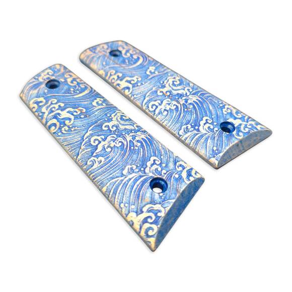 Gearhead Archery 1911 Slider maple grips - Japan Wave / hand-painted