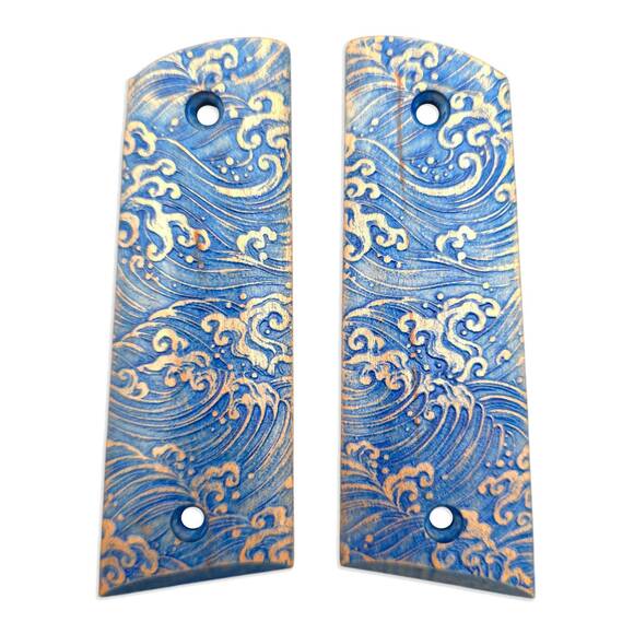 Gearhead Archery 1911 Slider maple grips - Japan Wave / hand-painted