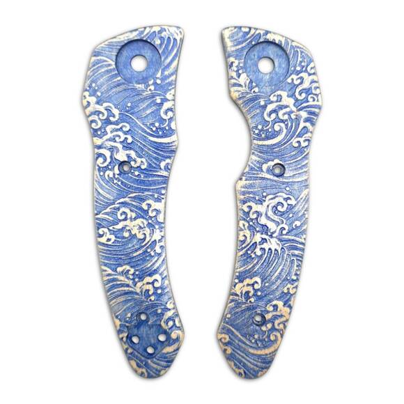 Katz NJ-35/PH-35 maple handle scales - Japan Wave / hand-painted