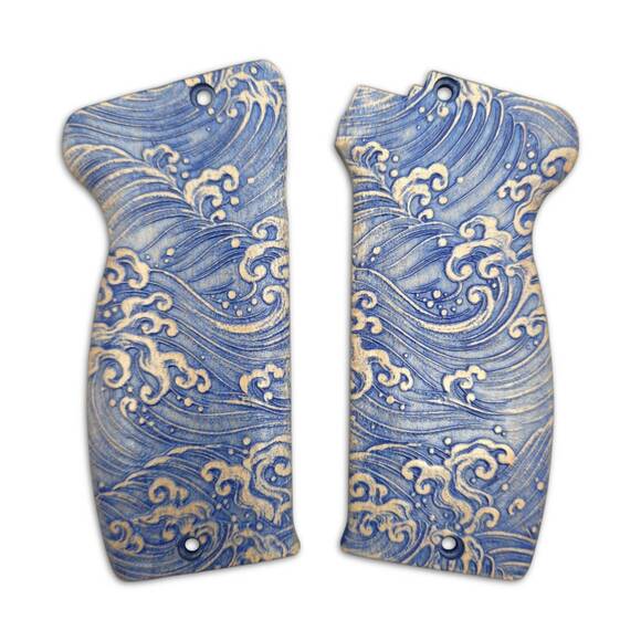 MAC Mle 1950 maple grips - Japan Wave / hand-painted