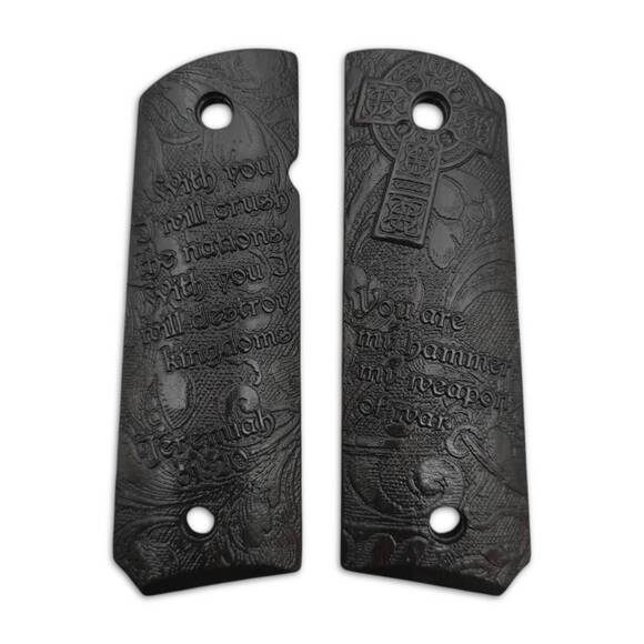 1911 full-size maple grips - Jeremiah 51:20 Black / hand-painted