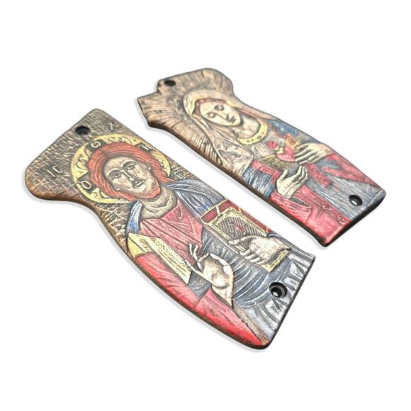 MAC Mle 1950 Maple Grips - Jesus X Immaculate Heart / Hand-painted