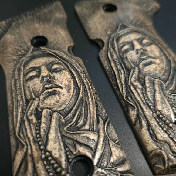 Beretta 92 Full-Size Maple Grips - Nun / Hand-painted