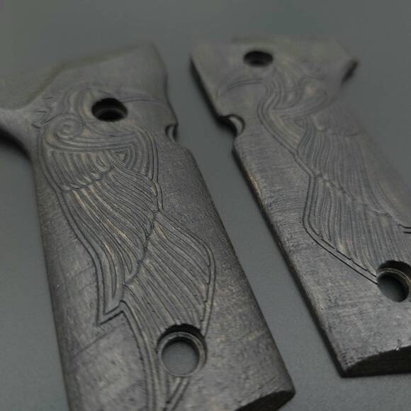 Beretta 92X, M9A3, M9A4 Maple Grips - Runic Raven Black / Hand-painted