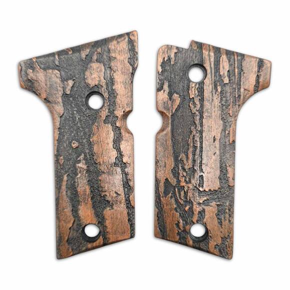 Beretta 92X compact-size maple grips - Roughness Bronze / hand-painted