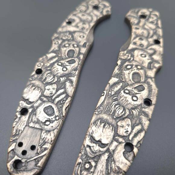 Scared Faces - Spyderco Police 4 Lightweight Knife Scales by Svechnikov Knives
